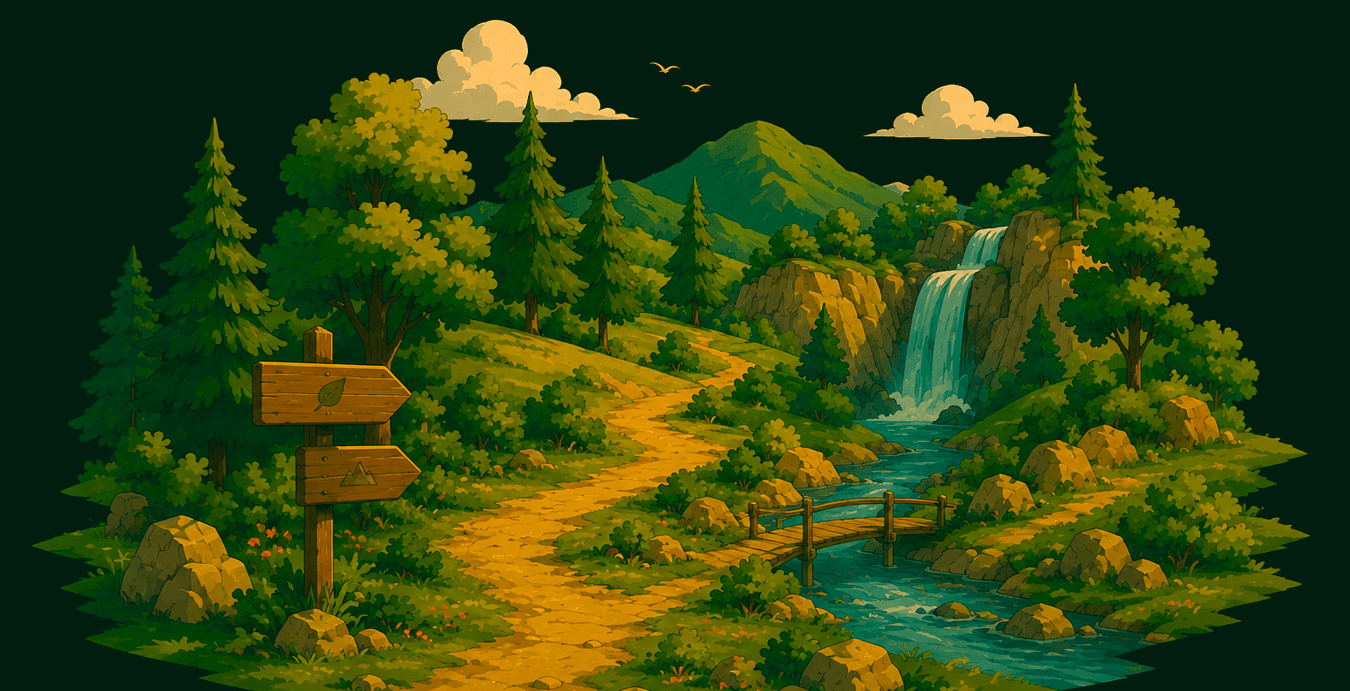 Natural landscape with a waterfall