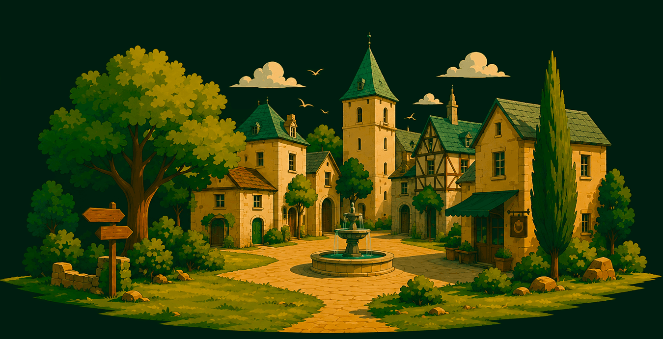 Fortified village at dusk