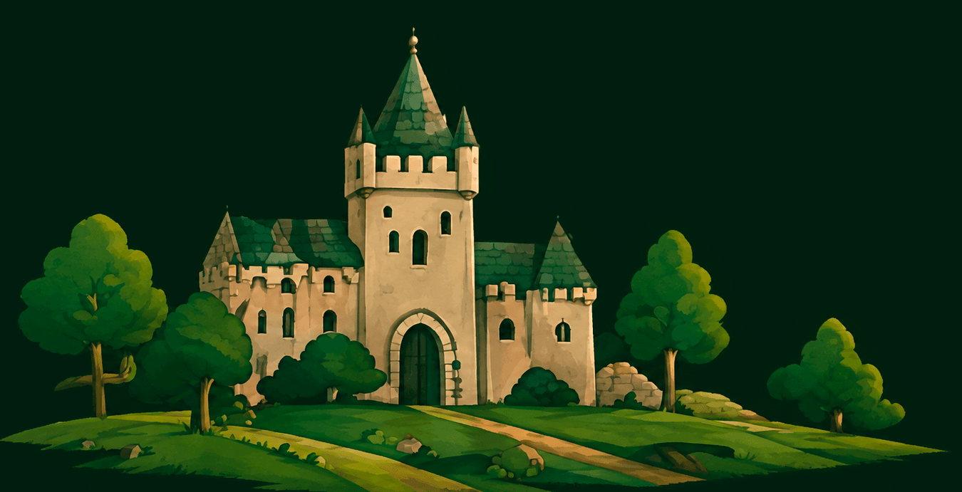 Castle in the heart of a landscape