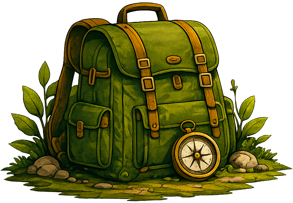 Sac à dos d'aventurier avec une boussole